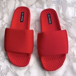 Call It Spring Women's Slide Flat Sandals Red Metallic Sz 8.5 pillow worn once